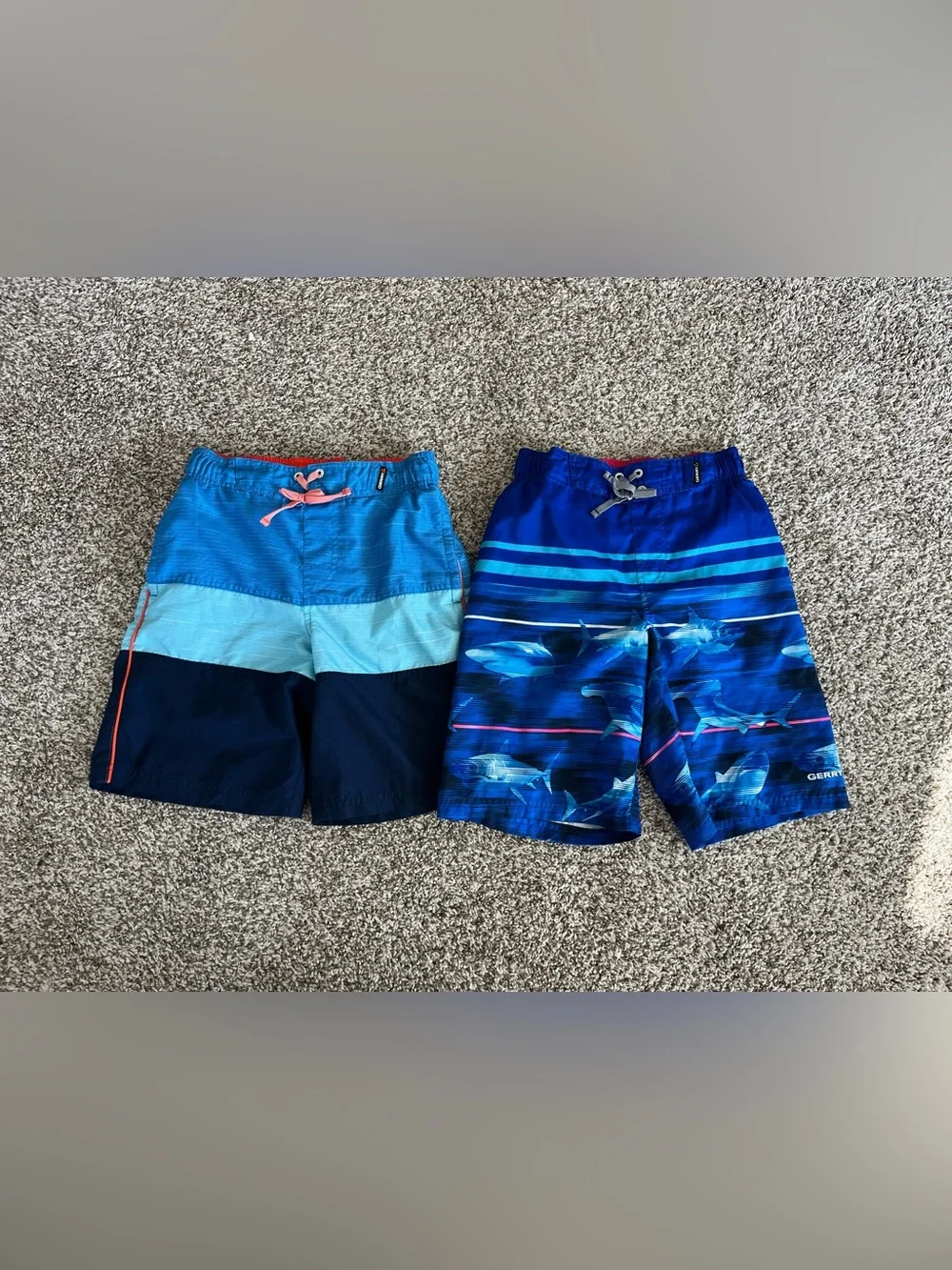 Gerry Weber Boys' Blue Stripe & Shark Swim Shorts Duo M 10-12
